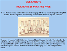 Tablet Screenshot of milkbottlesforsale.com